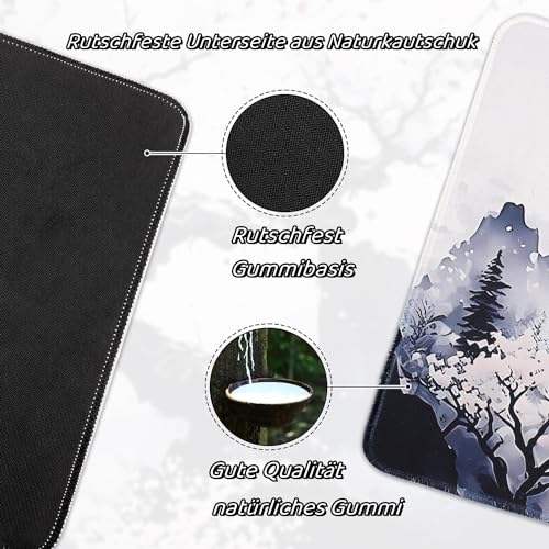 shangtushunli Japanische Weiße Mauspad, Große Kirschblüte Schreibtisch Matte, Anime Gaming Tastatur Matte, Rutschfeste Gummibasis, Großer Erweiterter Schreibtisch Schutz Für Home Office1