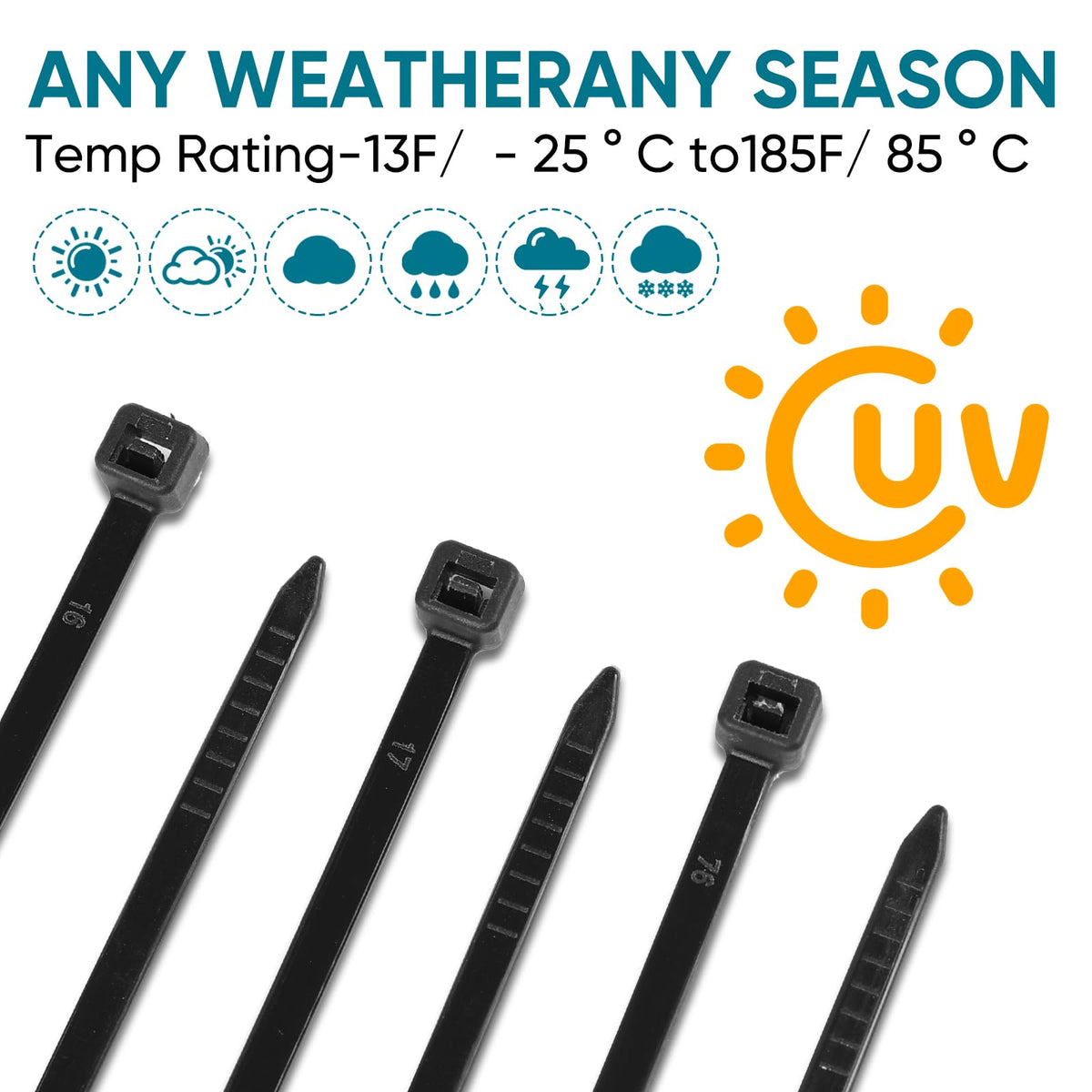 1000 Stück Kabelbinder Schwarz, 200mm x 3,6mm Industrie Cable Ties, Mehrzweck UV-Beständig Langlebig Klein Nylon Selbstsicherndes Zip Tie mit 18kg für Gartenarbeit, Hause, Büro, Werkstatt und den Auße