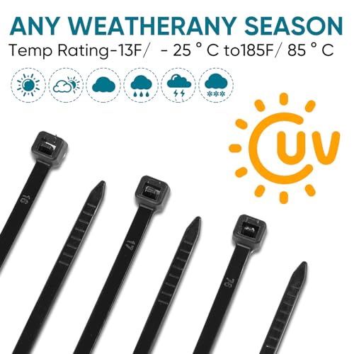 1000 Stück Kabelbinder Schwarz, 200mm x 3,6mm Industrie Cable Ties, Mehrzweck UV-Beständig Langlebig Klein Nylon Selbstsicherndes Zip Tie mit 18kg für Gartenarbeit, Hause, Büro, Werkstatt und den Auße