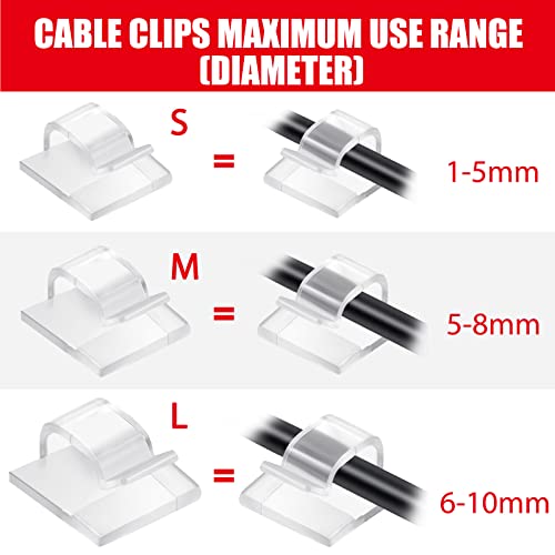 60 Stück Mini Outdoor Kabel Clips mit Klebebändern Lichterketten, S Klar