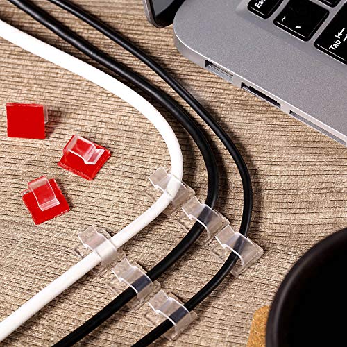 60 Stück Mini Outdoor Kabel Clips mit Klebebändern Lichterketten, S Klar