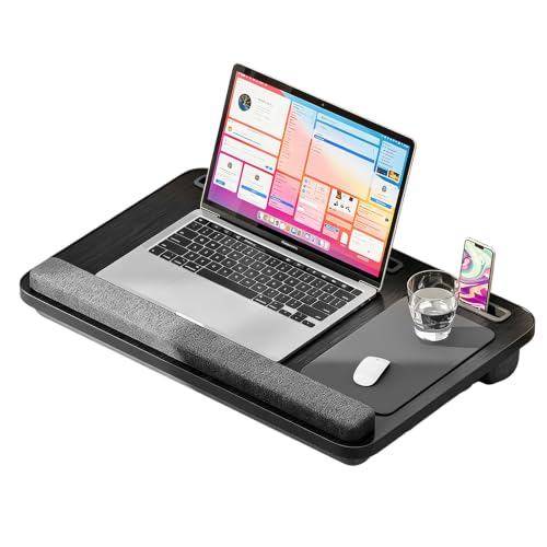 Laptopkissen für Bett mit Handgelenkauflage, bis 16" (Schwarz)