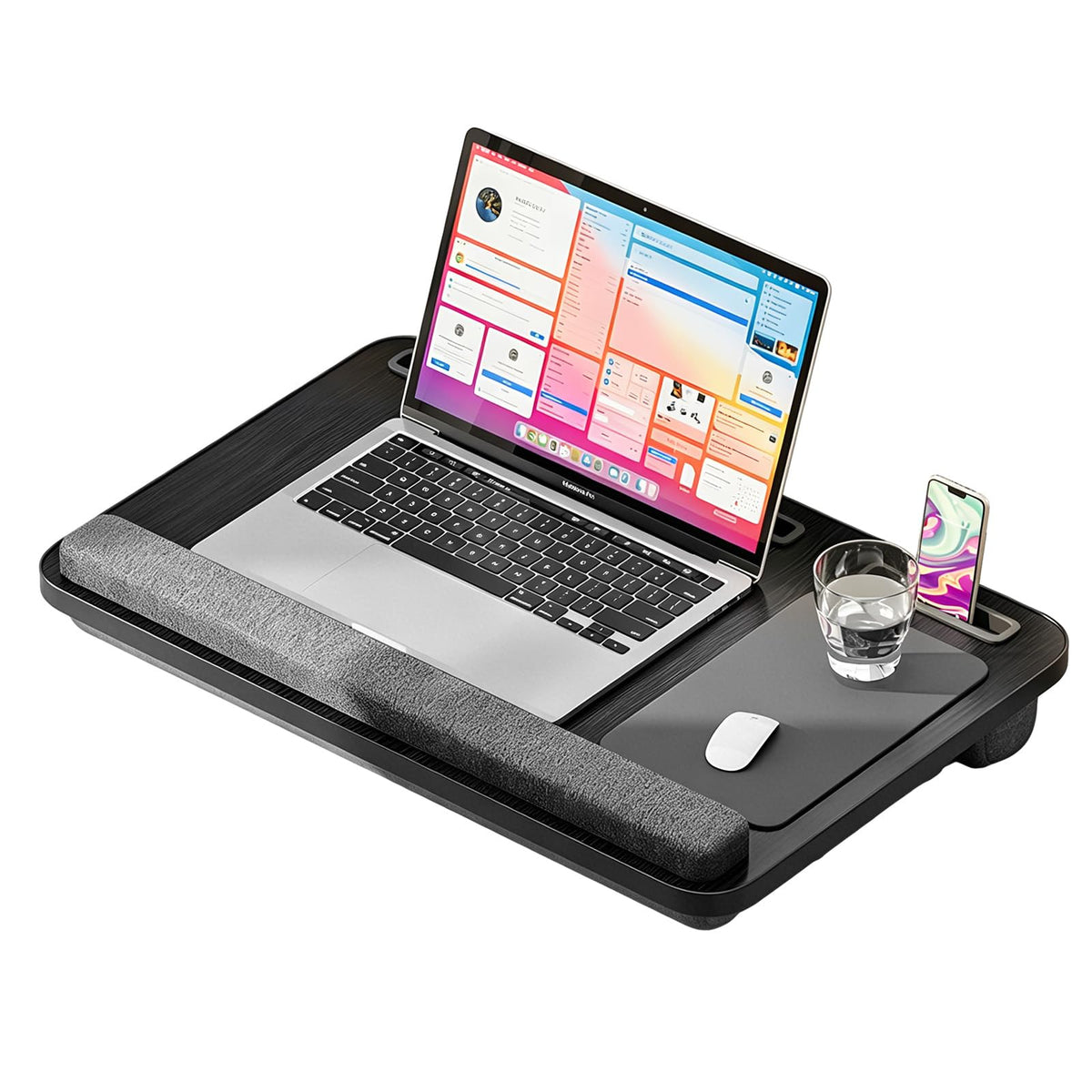 Laptopkissen für Bett mit Handgelenkauflage, bis 16" (Schwarz)