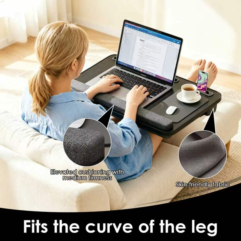 Laptopkissen für Bett mit Handgelenkauflage, bis 16" (Schwarz)