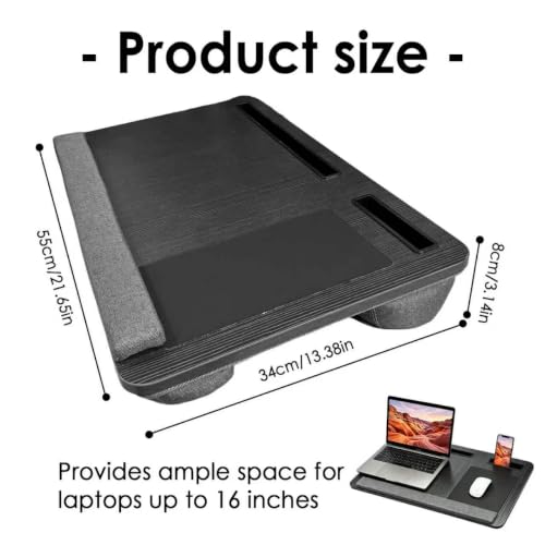 Laptopkissen für Bett mit Handgelenkauflage, bis 16" (Schwarz)