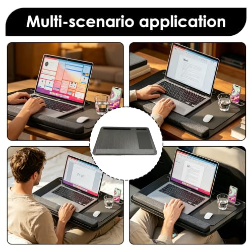 Laptopkissen für Bett mit Handgelenkauflage, bis 16" (Schwarz)