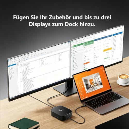 HP G5 Dockingstation 120W Essential USB-C Thunderbolt Docking Station mit 120W AC Adapter + HDMI Kabel + DisplayPort Kabel + USB-C Kabel