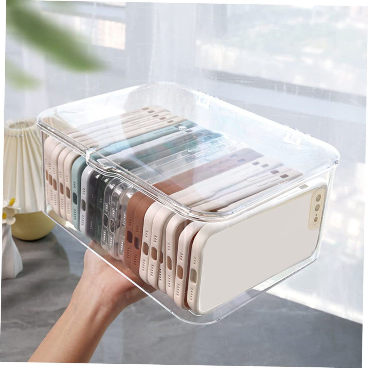 Transparente aus Ps mit Deckel Stapelbar Aufbewahrungsbox Multifunktionale Organisationsbox zur Ordentlichen Aufbewahrung für Schreibtisch und Schule von Haarschmuck und Zubehör