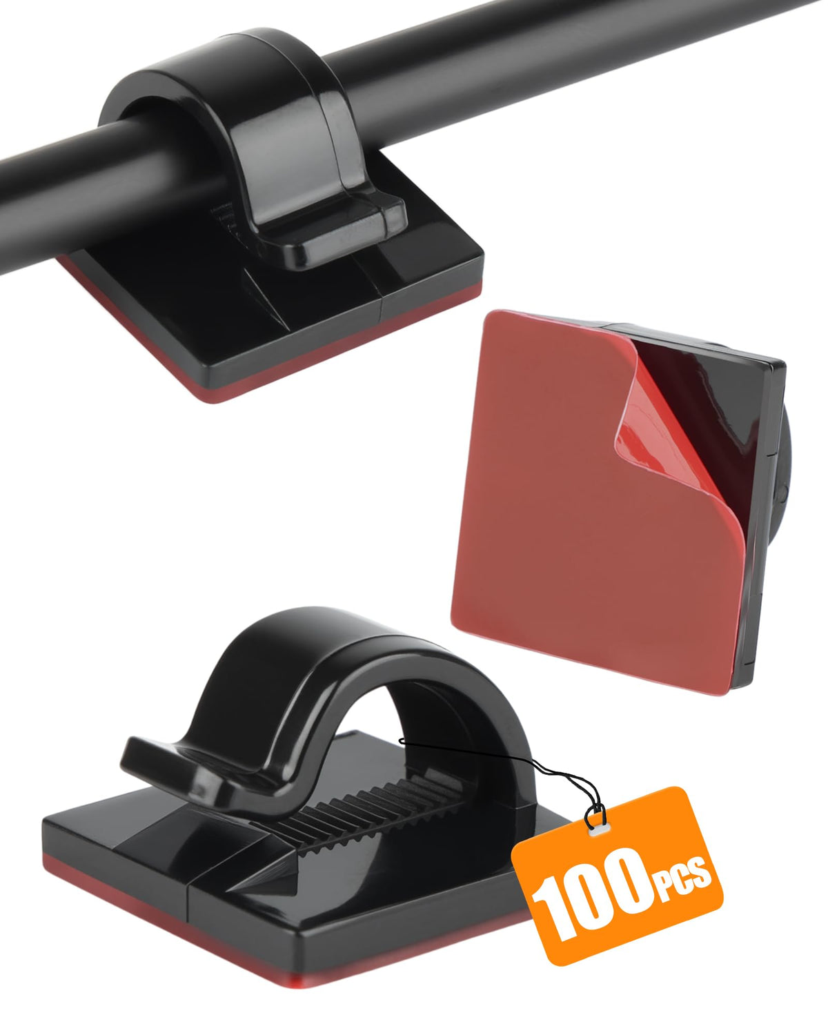 Kabelhalter Selbstklebend, 100 Kabelclips für Kabelmanagement
