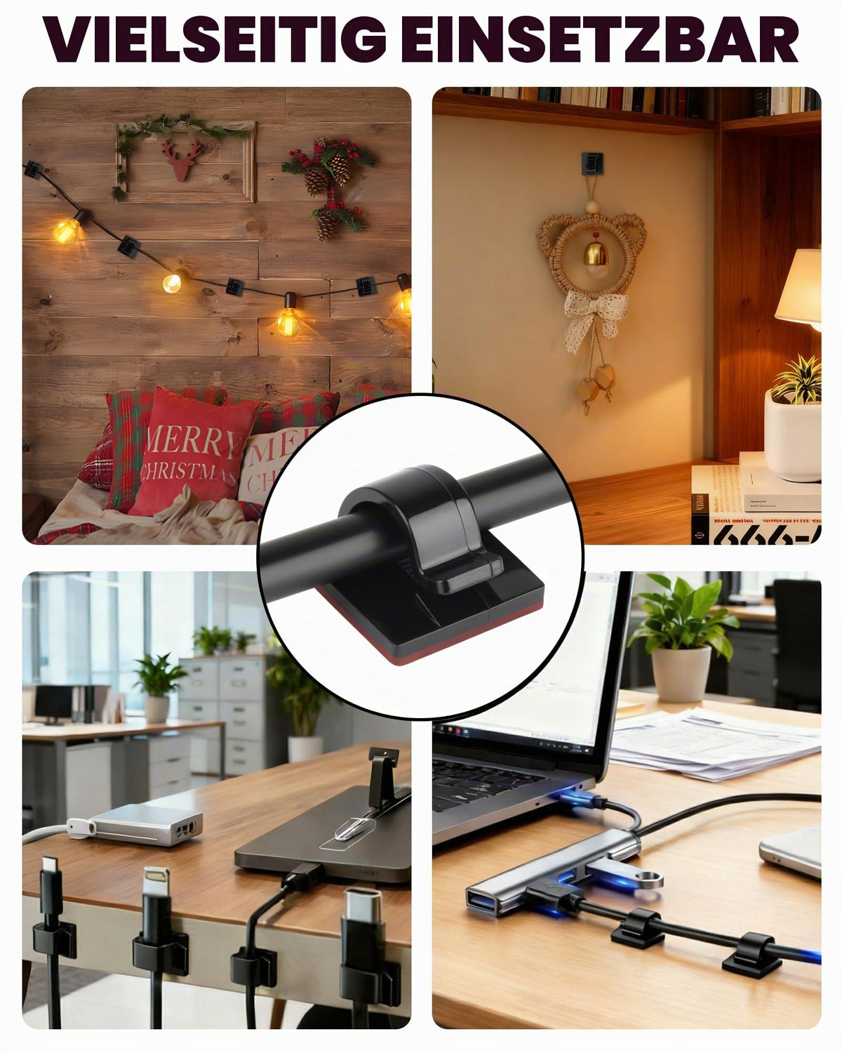 Kabelhalter Selbstklebend, 100 Kabelclips für Kabelmanagement