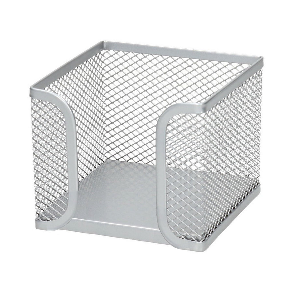D.RECT KOMO Notizzettelbox – Praktischer Metall-Halter für Zettel – Schreibtisch-Organizer aus robustem Gitter, Silber