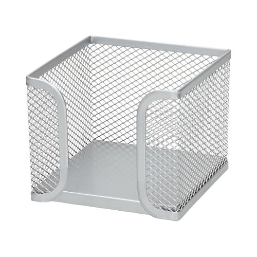 D.RECT KOMO Notizzettelbox – Praktischer Metall-Halter für Zettel – Schreibtisch-Organizer aus robustem Gitter, Silber