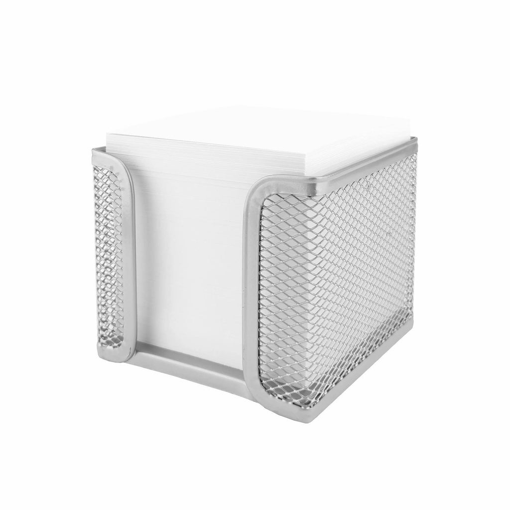 D.RECT KOMO Notizzettelbox – Praktischer Metall-Halter für Zettel – Schreibtisch-Organizer aus robustem Gitter, Silber