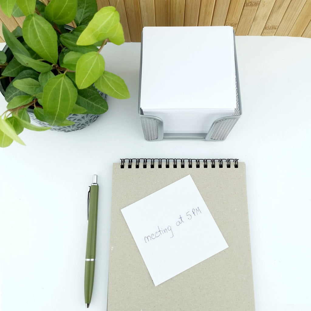 D.RECT KOMO Notizzettelbox – Praktischer Metall-Halter für Zettel – Schreibtisch-Organizer aus robustem Gitter, Silber
