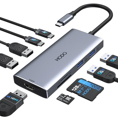 HODO USB C Hub für MacBook, USB-C Adapter Multiport 9 in 1