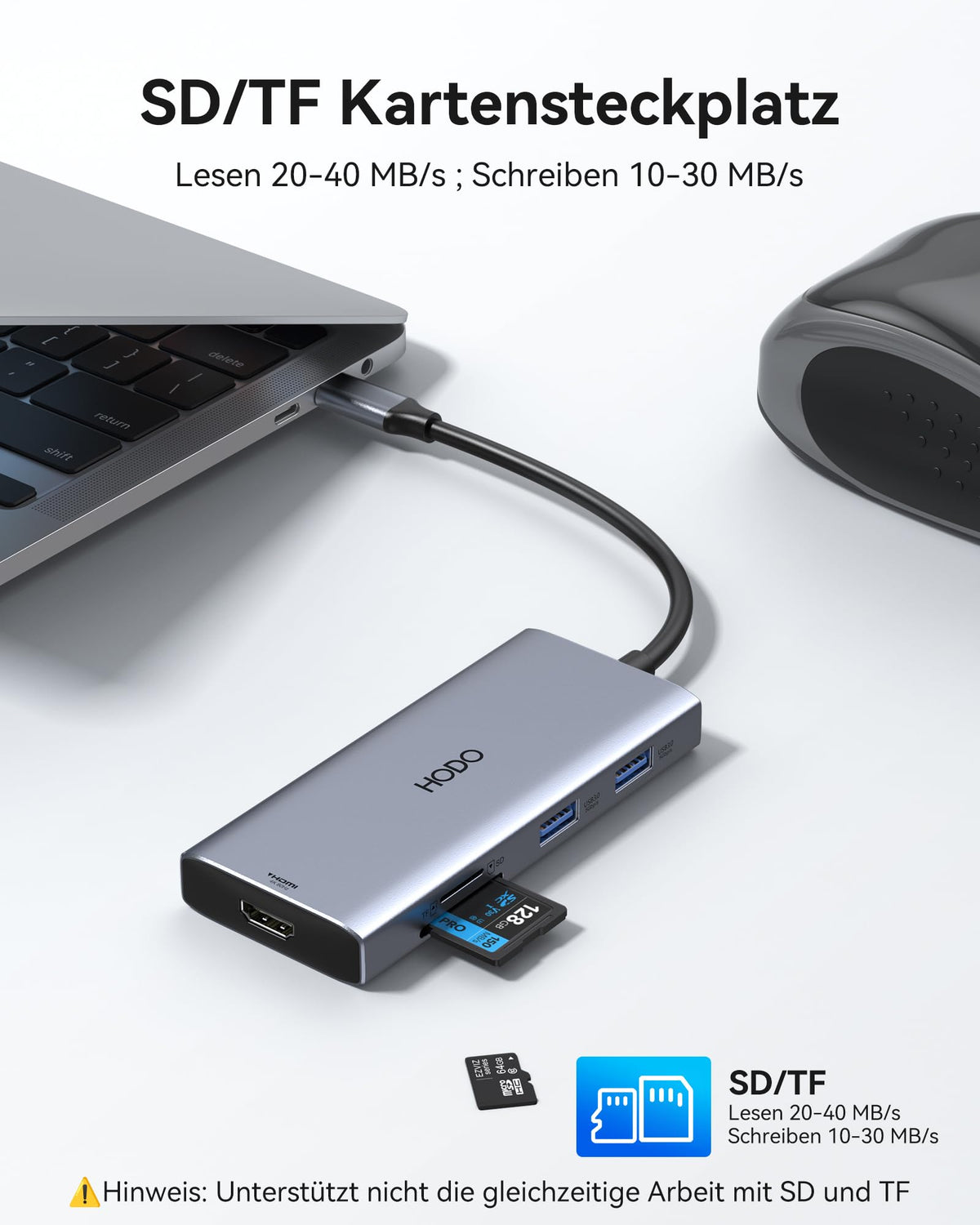 HODO USB C Hub für MacBook, USB-C Adapter Multiport 9 in 1