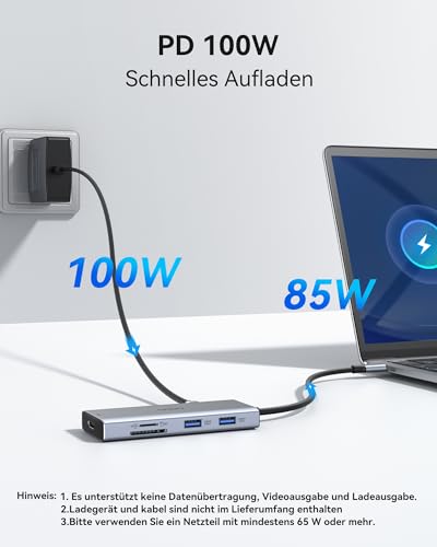 HODO USB C Hub für MacBook, USB-C Adapter Multiport 9 in 1