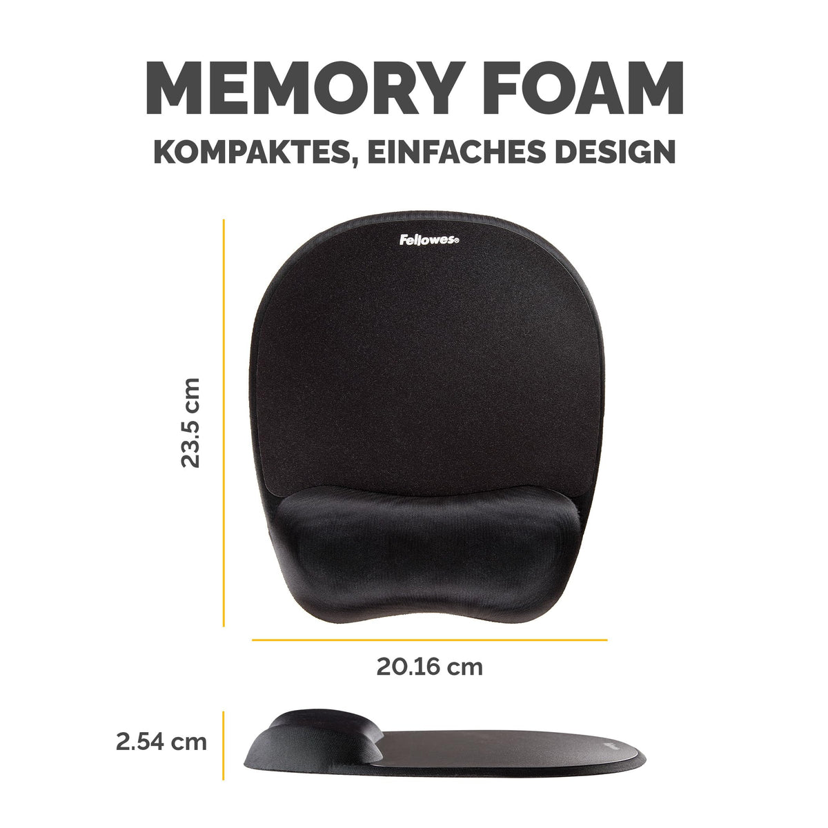 Fellowes Everyday Mousepad mit Handgelenkstütze - Ergonomisches Mauspad für Computer-Laptop, Ergonomische Handgelenkstütze - Schwarz