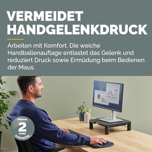 Fellowes Everyday Mousepad mit Handgelenkstütze - Ergonomisches Mauspad für Computer-Laptop, Ergonomische Handgelenkstütze - Schwarz