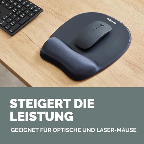 Fellowes Everyday Mousepad mit Handgelenkstütze - Ergonomisches Mauspad für Computer-Laptop, Ergonomische Handgelenkstütze - Schwarz
