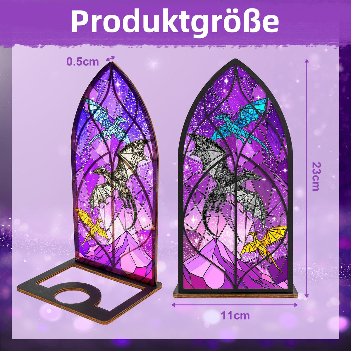 Buchstütze Drache, Fantasy Deko Bücherregal mit Acryl-Holz Design Buchstützen Buchenden für Buchliebhaber, Dekorative Robuste Buchstützen Bücherregalhalter für Zuhause, Schlafzimmer, Arbeitszimmer