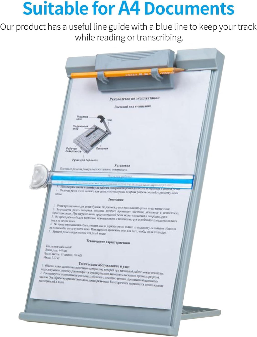 Leserahmen, A4-Lesehalter, Schreibtisch-Dokumentenhalter mit verstellbarem Clip, Dokumentenständer für Büro/Schule/Zuhause