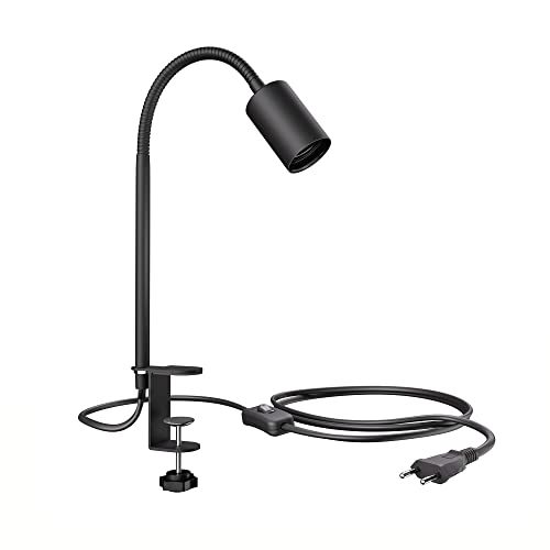 ledscom.de Klemmleuchte, Schwanenhals LELE, Schalter, schwarz matt, 1x E27 max. 60W