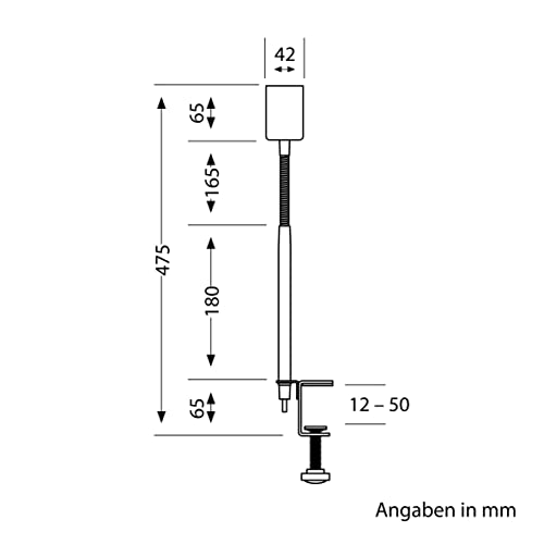 ledscom.de Klemmleuchte, Schwanenhals LELE, Schalter, schwarz matt, 1x E27 max. 60W