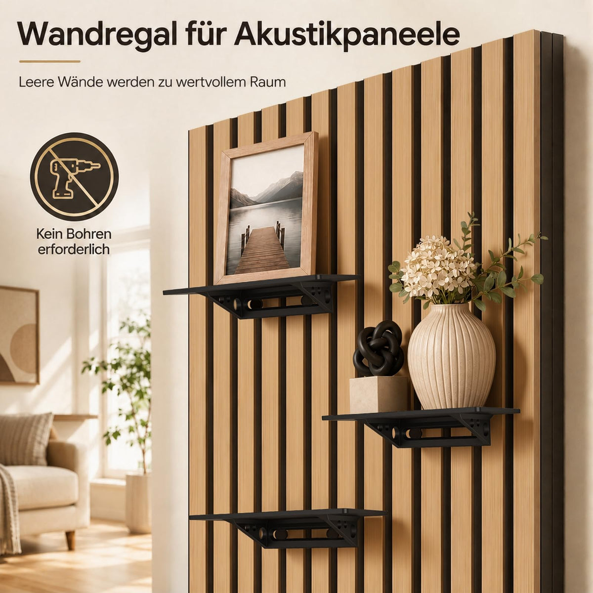 2 Stück Regal für Akustikpaneele Ohne Bohren