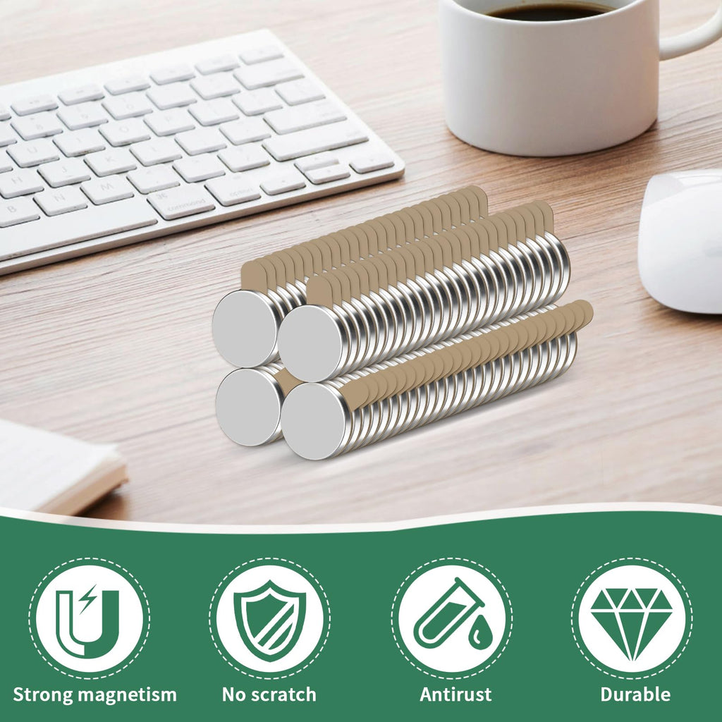Jewan 100 Stück Neodym Magnete Extra Stark, 8x1mm Mini Magnete Selbstklebend Stark, Klebemagnete Selbstklebend Magneten Klein für Whiteboard, Kühlschrank, Fotos, Basteln