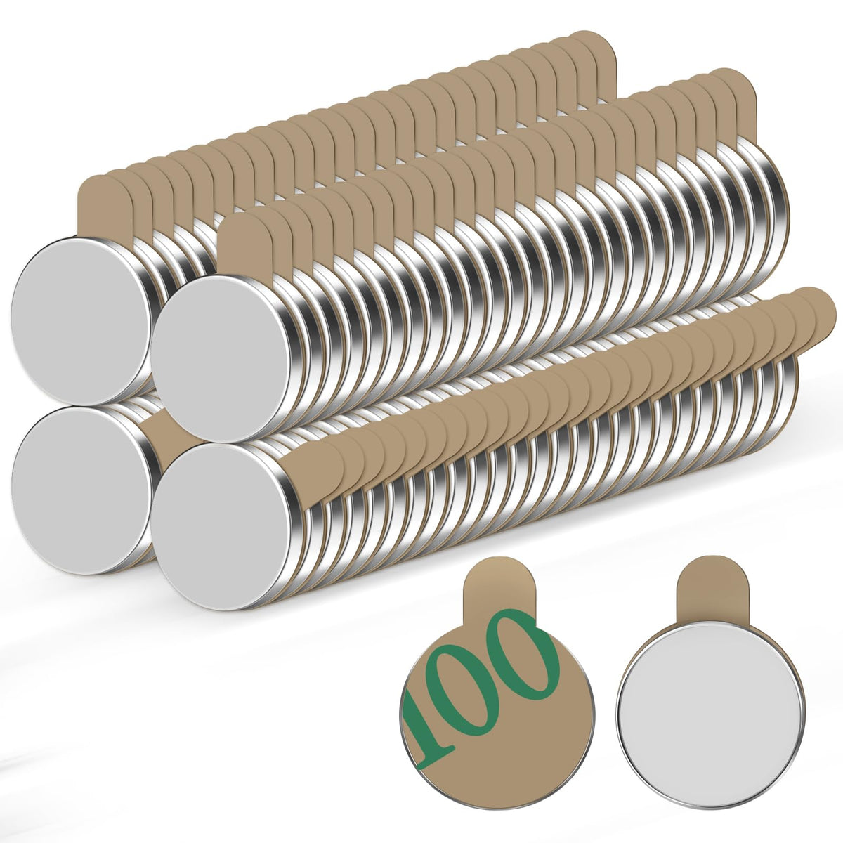 Jewan 100 Stück Neodym Magnete Extra Stark, 8x1mm Mini Magnete Selbstklebend Stark, Klebemagnete Selbstklebend Magneten Klein für Whiteboard, Kühlschrank, Fotos, Basteln