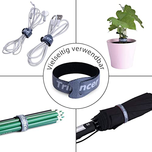 Trilancer Wiederverwendbare Kabelbinder mit Klett, 20cm 50 Stück (Bunt)