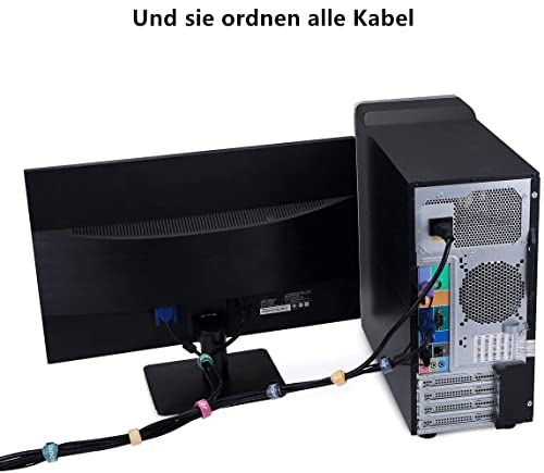Trilancer Wiederverwendbare Kabelbinder mit Klett, 20cm 50 Stück (Bunt)