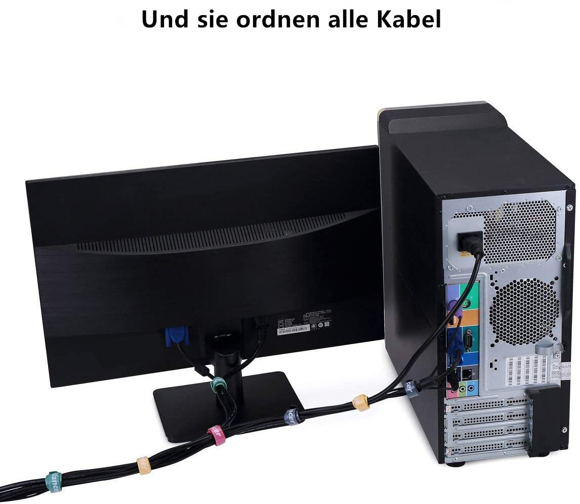 Trilancer Wiederverwendbare Kabelbinder mit Klett, 20cm 50 Stück (Bunt)