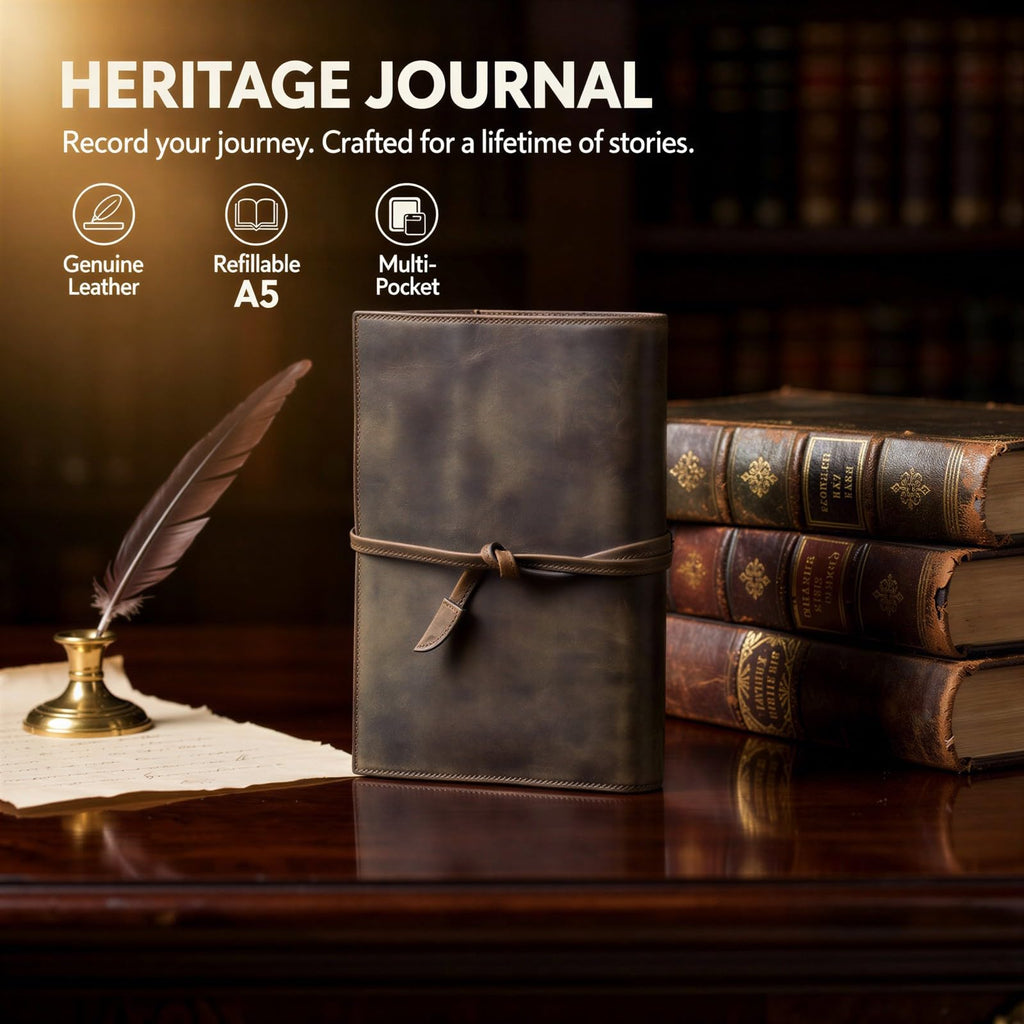 Notizbuchhülle aus Echtleder, A5 Leder Journal Cover für Damen und Herren, Retro Nachfüllhülle mit mehreren Taschen und Organizer, für Business, Büro und Reise, Kaffeebraun