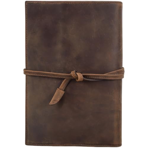 Notizbuchhülle aus Echtleder, A5 Leder Journal Cover für Damen und Herren, Retro Nachfüllhülle mit mehreren Taschen und Organizer, für Business, Büro und Reise, Kaffeebraun