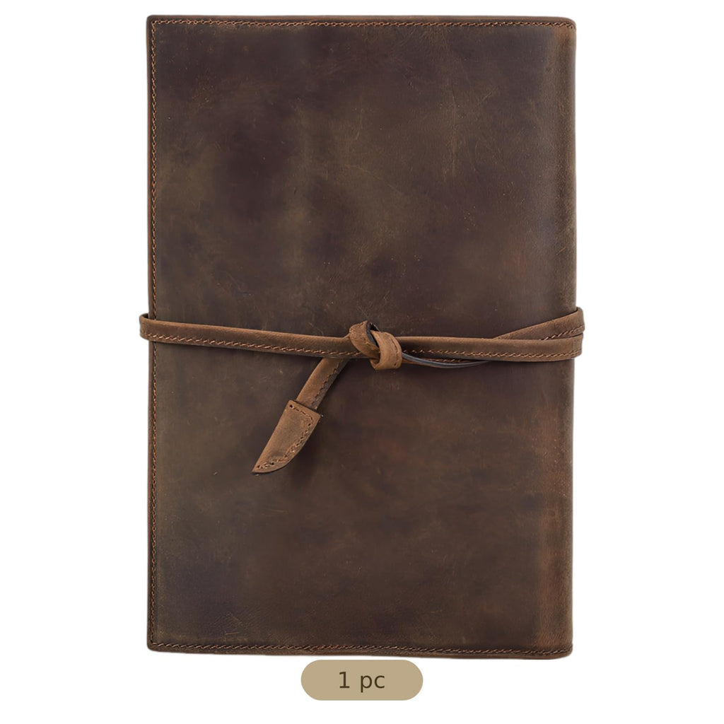 Notizbuchhülle aus Echtleder, A5 Leder Journal Cover für Damen und Herren, Retro Nachfüllhülle mit mehreren Taschen und Organizer, für Business, Büro und Reise, Kaffeebraun