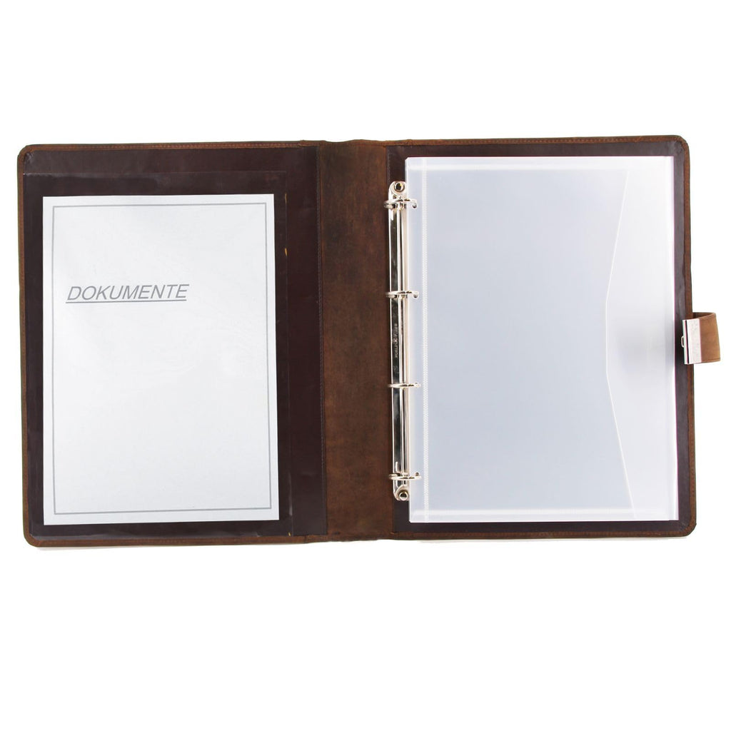 ALASSIO 31515 Leder Ringbuchmappe A4, Ringmappe 36 × 28 × 4,5 cm, Braun