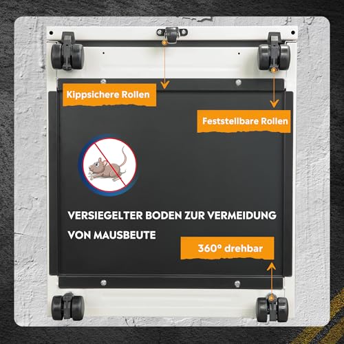 DEVAISE Rollcontainer mit 3 Schubladen, Metall, Mobil, Druckertisch, Weiß