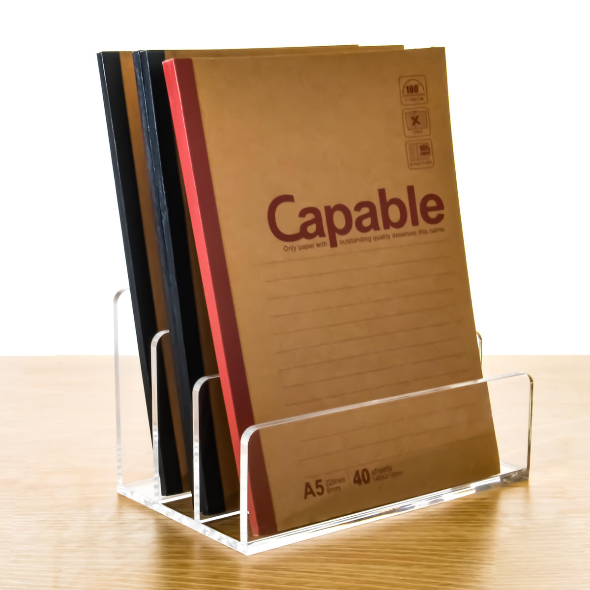 Briefhalter aus Acryl – 3 Fächer, transparent & pflegeleicht, Schreibtisch Briefablage/Ablagesystem für Büro, Familie, Homeoffice, Schule, HBT: 17,5 x 10,4 x 10 cm