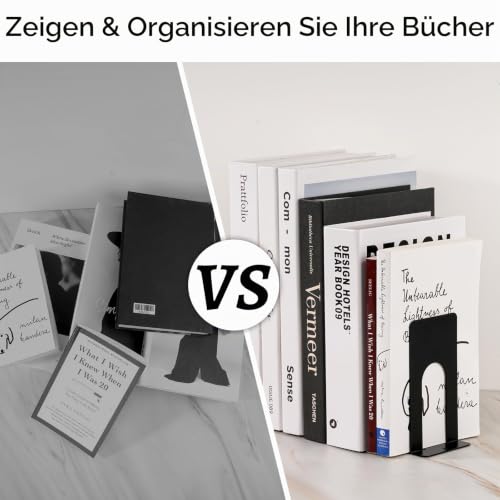 2Pcs Buchstütze Metall, 80x70 x130mm Buchstützen, Bücherhalter für Bücher