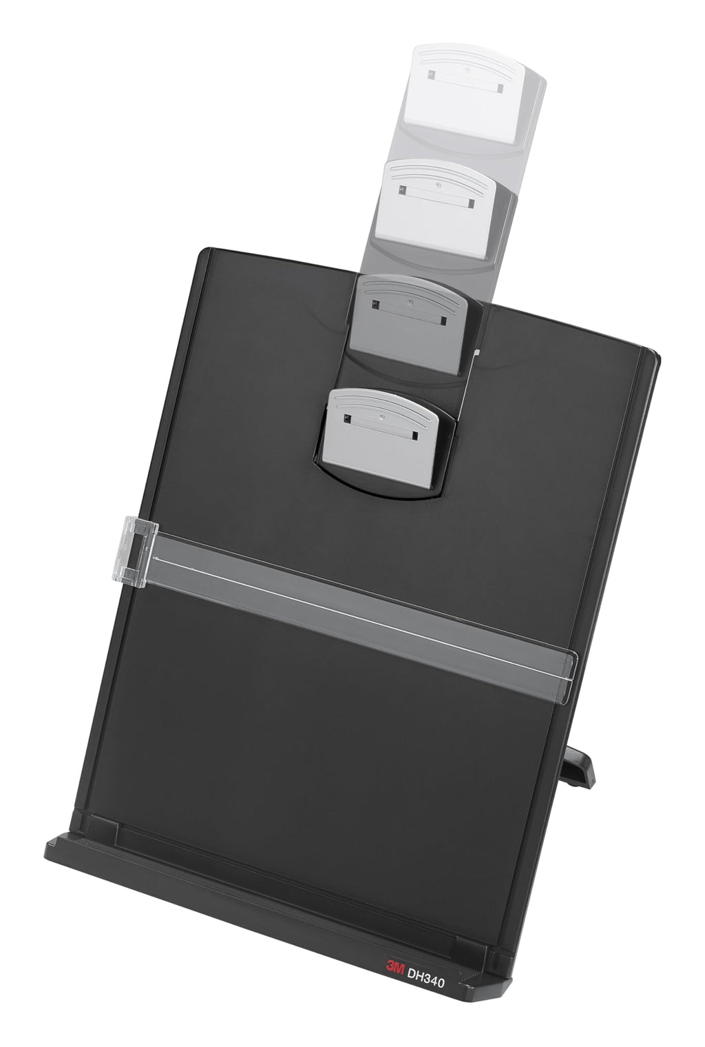 3M, Desktop-Dokumentenhalter Kopierhalter, DH340MB, Verstellbarer Clip, Dokumente im Hoch- und Querformat einfach Betrachten, Untere Leiste hält bis zu 150 Blätter sicher an Ort und Stelle, Schwarz
