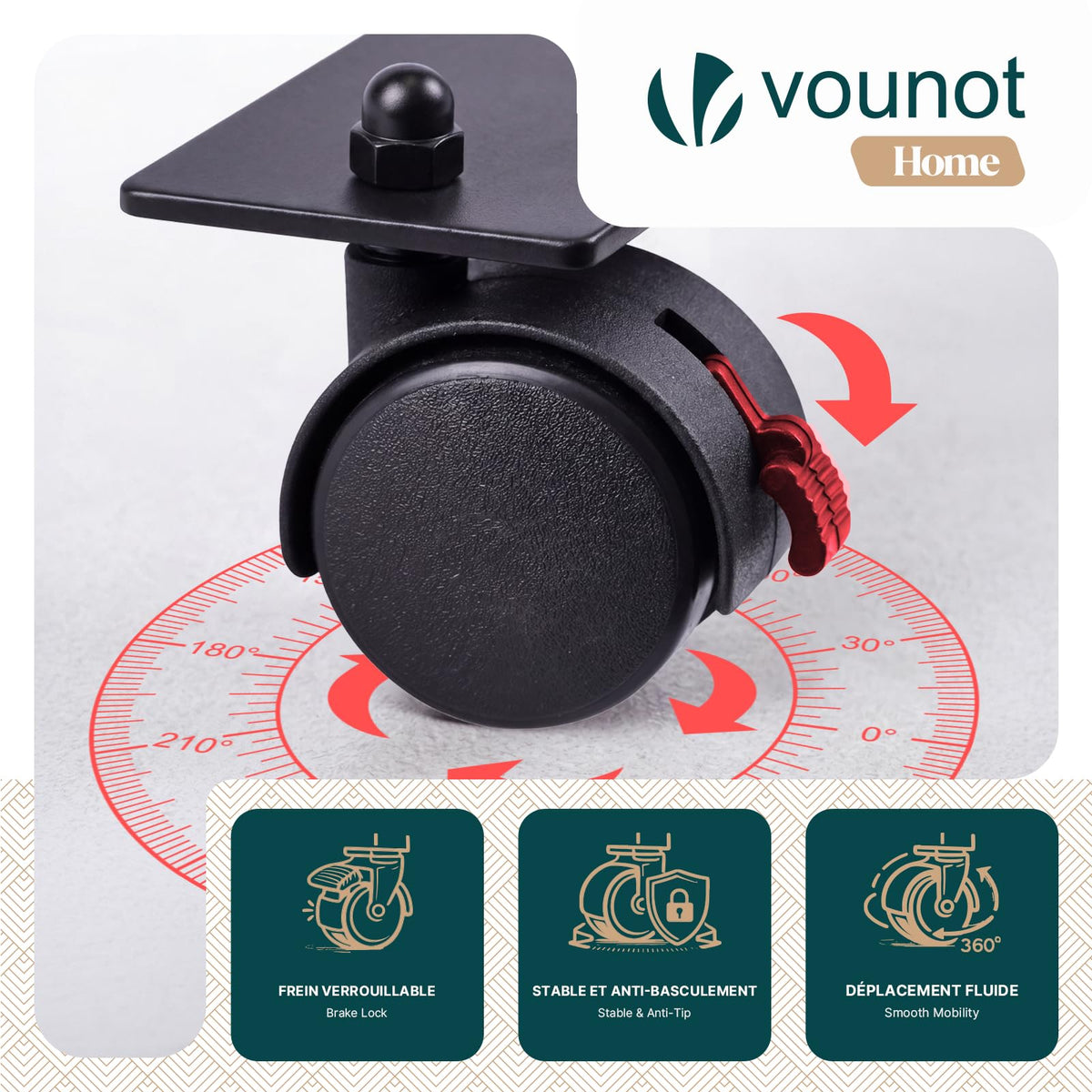 VOUNOT® Paravent Raumteiler 3 Teilig auf Rollen Freistehend Stoff Trennwand Klappbar Sichtschutz Stellwand für Balkon Wohnzimmer Schlafzimmer und Büro 262 x 30 x 180 cm Beige