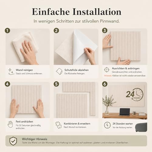 Filz Pinnwand 90 x 60 cm, 6er Set Beige