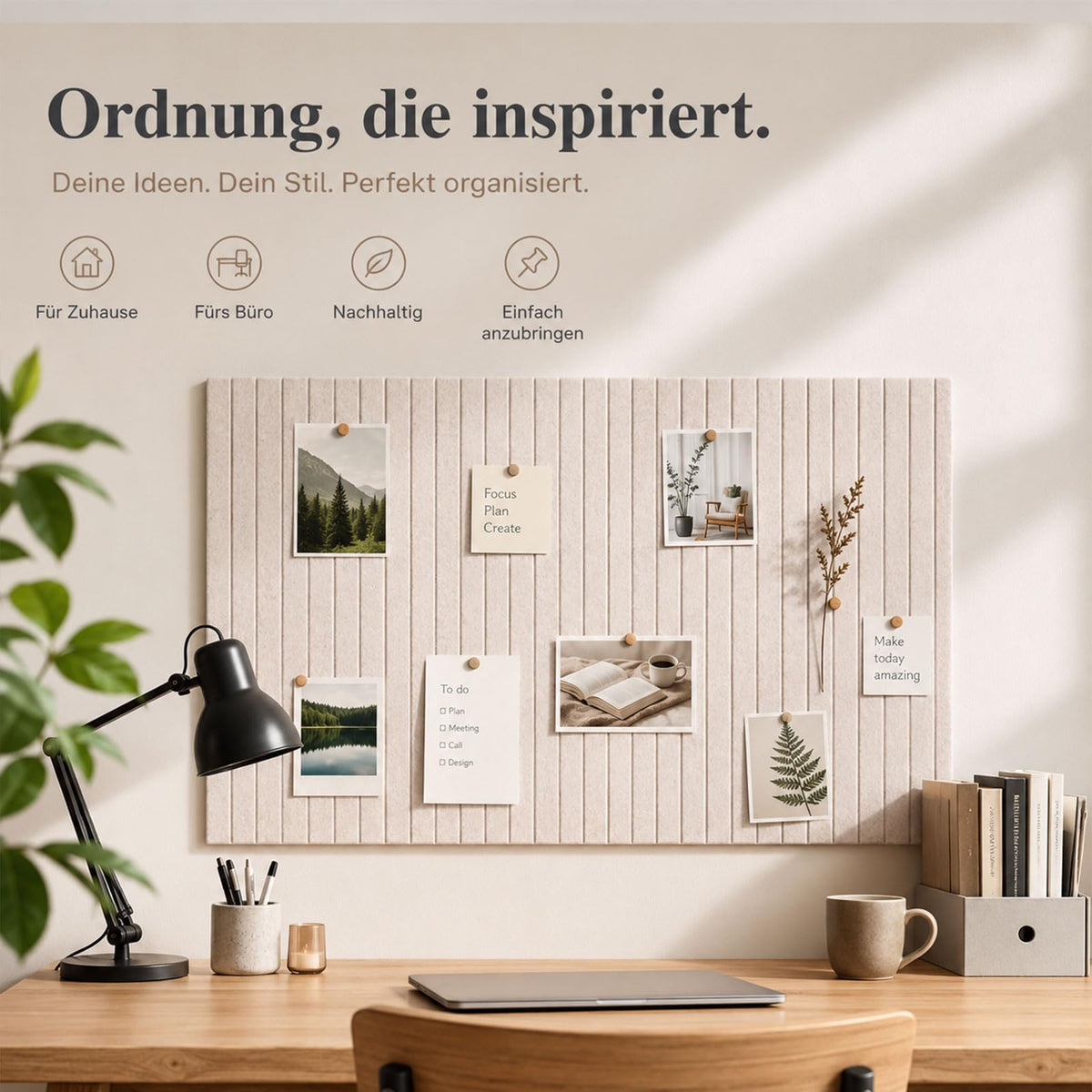 Filz Pinnwand 90 x 60 cm, 6er Set Beige