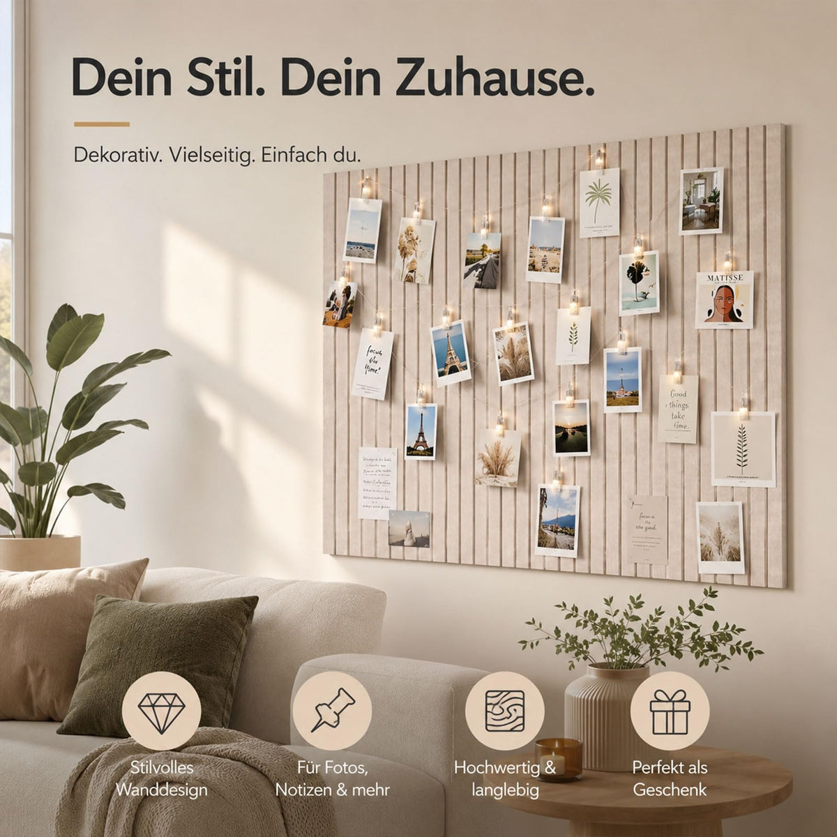 Filz Pinnwand 90 x 60 cm, 6er Set Beige