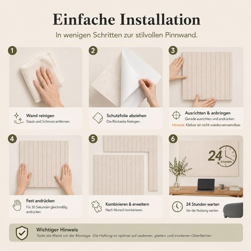 Filz Pinnwand 90 x 60 cm, 6er Set Beige