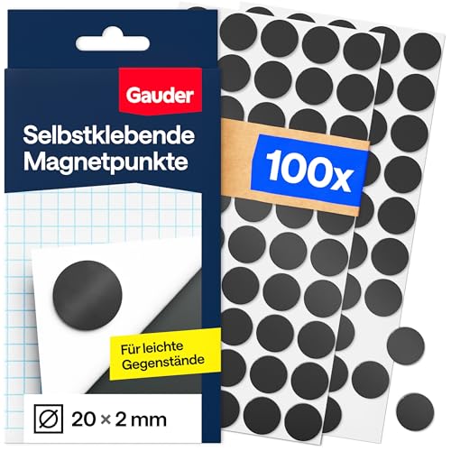 GAUDER Magnetpunkte selbstklebend stark, runde Magnete (20x2mm - 100 STK)