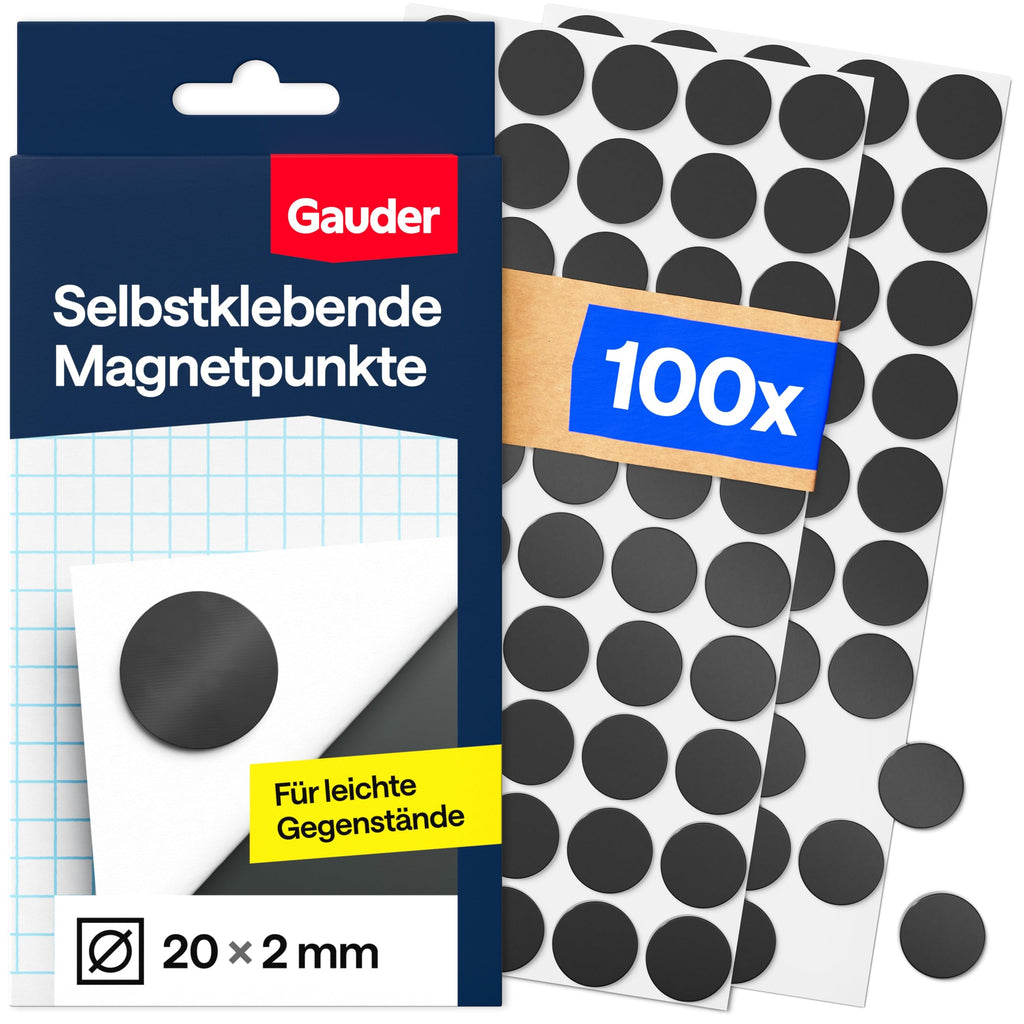 GAUDER Magnetpunkte selbstklebend stark, runde Magnete (20x2mm - 100 STK)