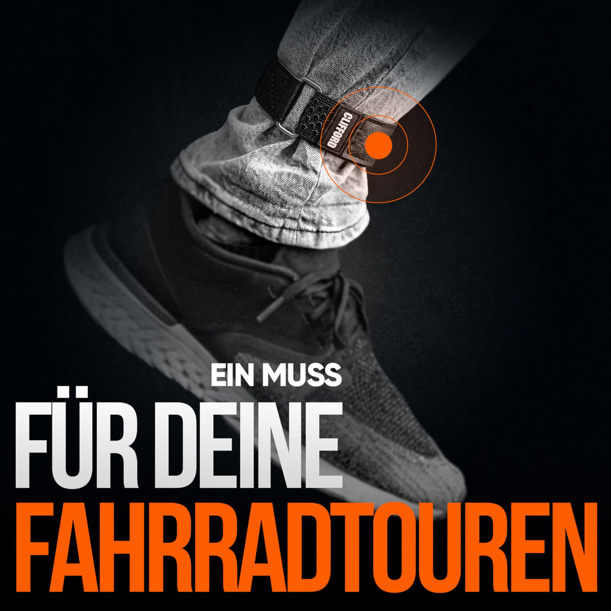 CLIFFORD Elastisches Klettband mit Silikon-Grip & Premium-Klett - Rutschfeste Hosenklammer für Fahrrad, bequem verstellbar, hautfreundlich - vielseitiges Klettverschluss Band für Haushalt & Kabel